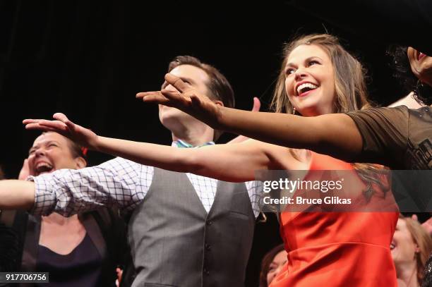 Gavin Creel and Sutton Foster take their curtain call at the "Thoroughly Modern Millie" 15th Anniversary Reunion Concert at The Minskoff Theater on...