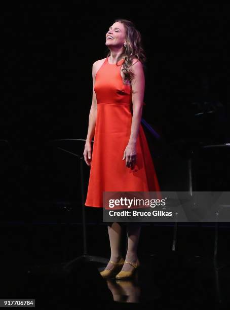 Sutton Foster performs in the "Thoroughly Modern Millie" 15th Anniversary Reunion Concert at The Minskoff Theater on February 12, 2018 in New York...