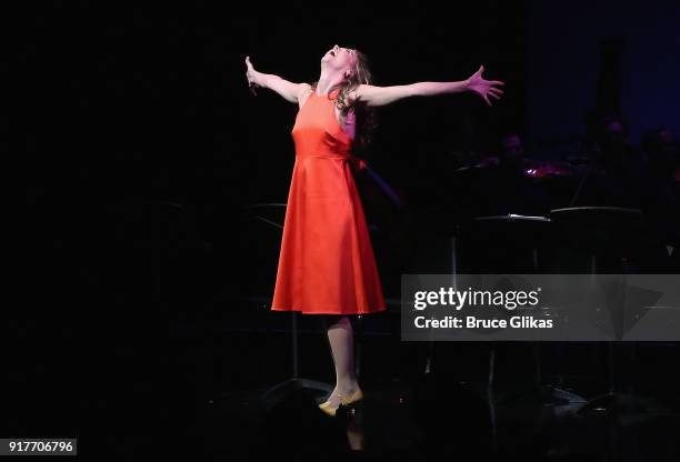 Sutton Foster performs in the "Thoroughly Modern Millie" 15th Anniversary Reunion Concert at The Minskoff Theater on February 12, 2018 in New York...