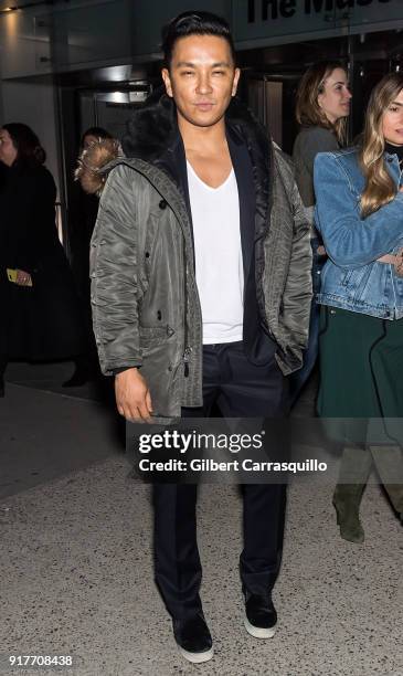 Fashion designer Prabal Gurung is seen leaving the Carolina Herrera fashion show during New York Fashion Week at the Museum of Modern Art on February...