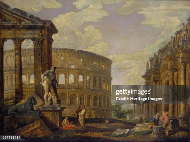 Landscape with Hercules and ruins of ancient Rome. Found in the Collection of Museu Nacional de Arte Antiga, Lisbon.