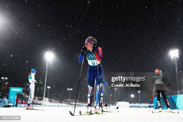 Sadie Bjornsen of the United States looks on during the Cross-Country Ladies' Sprint Classic Quarterfinal on day four of the PyeongChang 2018 Winter...