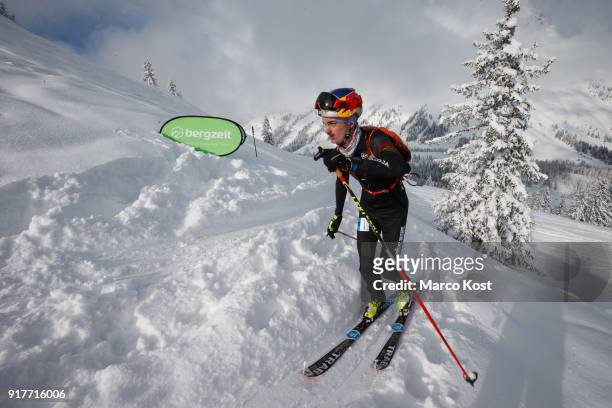 Anton Palzer of Germany ascends during the Individual race of the Hochkoenig Erztrophy Skimountaineering competition on February 05, 2017 in...