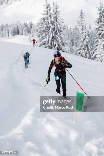 Anton Palzer of Germany ascends during the Individual race of the Hochkoenig Erztrophy Skimountaineering competition on February 05, 2017 in...