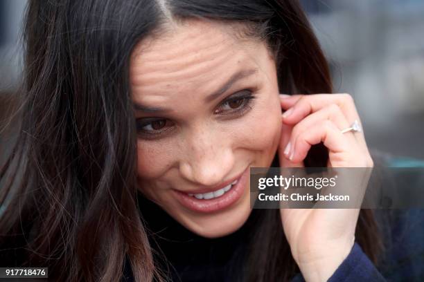 Meghan Markle arrives to Edinburgh Castle with Prince Harry on February 13, 2018 in Edinburgh, Scotland.