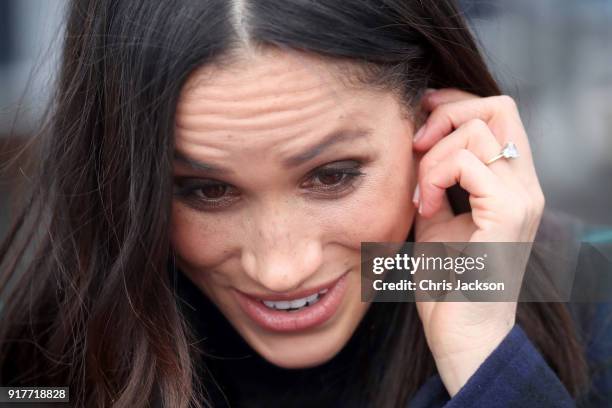 Meghan Markle arrives to Edinburgh Castle with Prince Harry on February 13, 2018 in Edinburgh, Scotland.