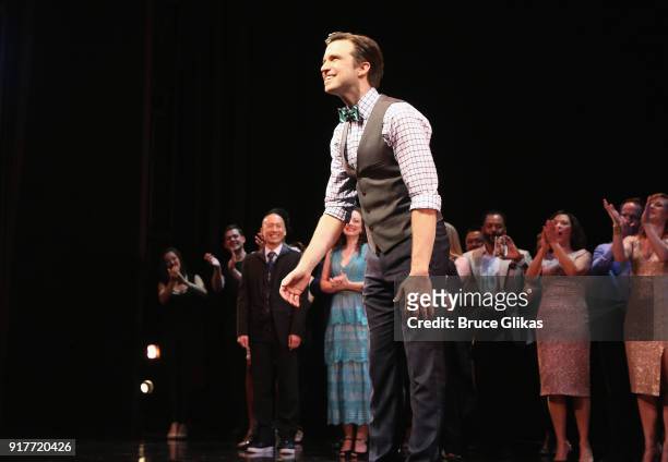 Gavin Creel takes the curtain call at the "Thoroughly Modern Millie" 15th Anniversary Reunion Concert at The Minskoff Theater on February 12, 2018 in...