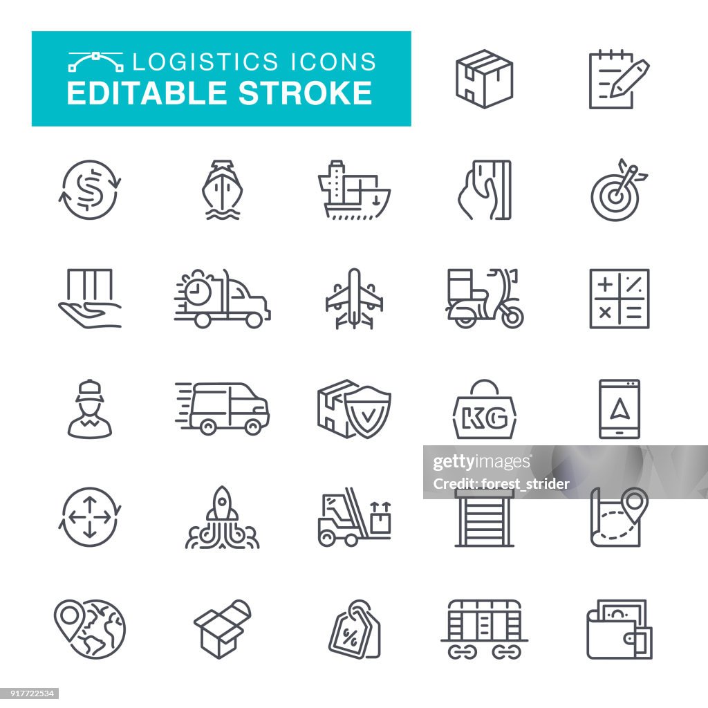 Logistik-editierbare Schlaganfall-Symbole