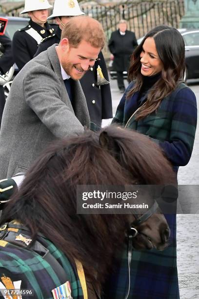 Prince Harry and Meghan Markle visit Edinburgh Castle during their first official joint visit to Scotland on February 13, 2018 in Edinburgh, Scotland.