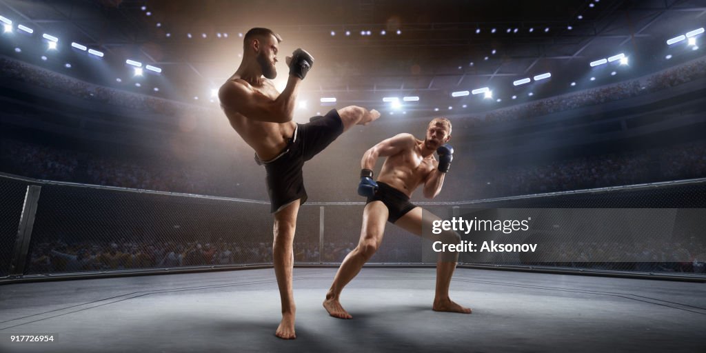 MMA fighters in professional boxing ring