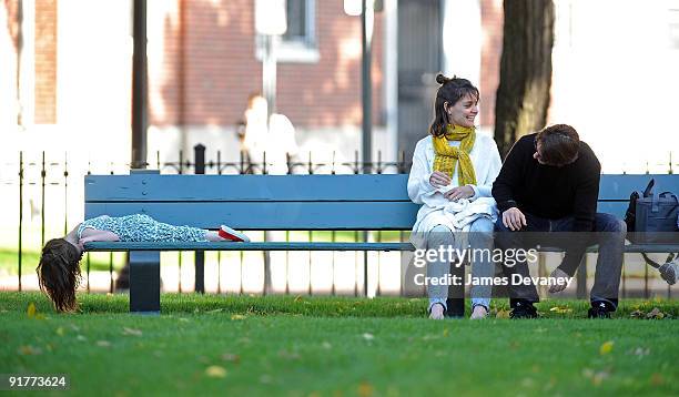 Suri Cruise, Katie Holmes and Tom Cruise visit Charles River Basin on October 10, 2009 in Cambridge, Massachusetts.