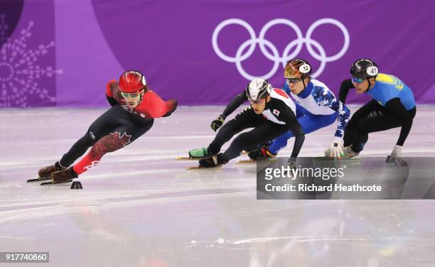 Samuel Girard of Canada, Keita Watanabe of Japan, Semen Elistratov of Olympic Athlete from Russia and Nurbergen Zhumagaziyev of Kazakhstan compete...