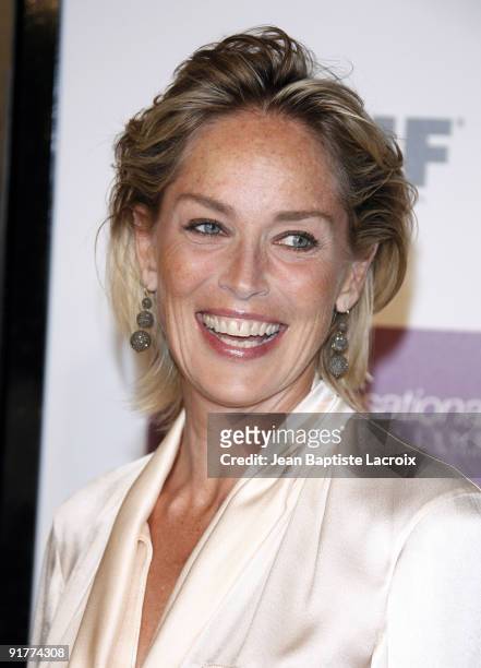 Sharon Stone arrives at the Entertainment Weekly and Women In Film's Pre-Emmy Party at the Restaurant at The Sunset Marquis Hotel on September 17,...