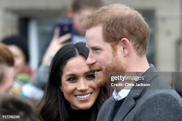 Prince Harry and Meghan Markle arrive to Edinburgh Castle on February 13, 2018 in Edinburgh, Scotland.