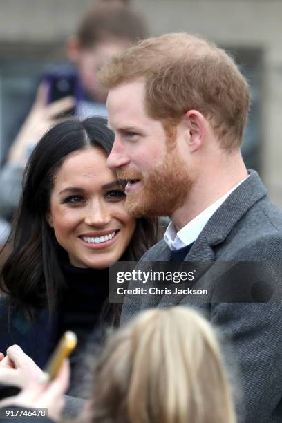 Prince Harry and Meghan Markle arrive to Edinburgh Castle on February 13, 2018 in Edinburgh, Scotland.