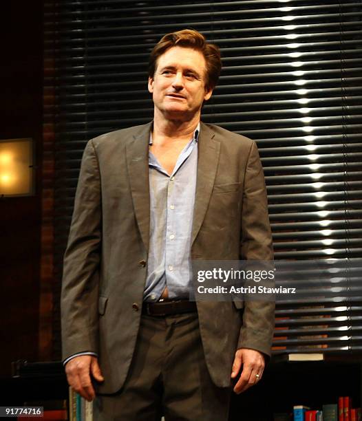Actor Bill Pullman performs during the Broadway opening night of "Oleanna" at the John Golden Theatre on October 11, 2009 in New York City.