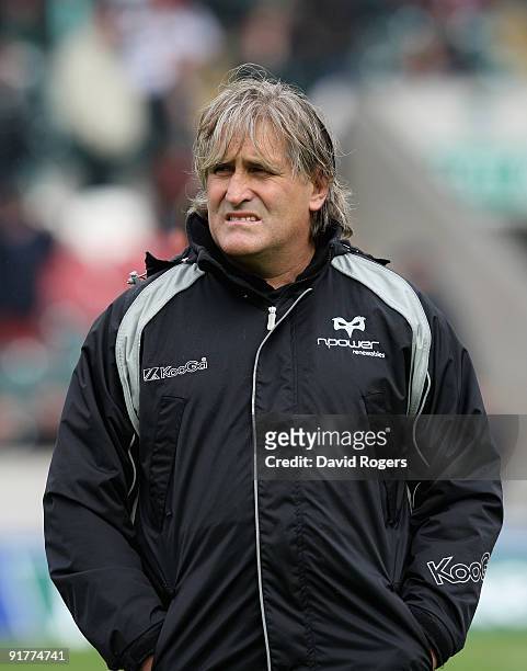 Scott Johnson, the Ospreys head coach looks on during the Heineken Cup match between Leicester Tigers and Ospreys at Welford Road on October 11, 2009...