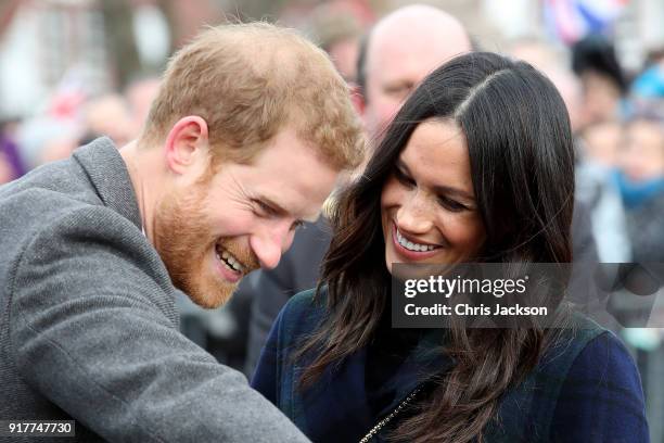 Prince Harry and Meghan Markle arrive to Edinburgh Castle on February 13, 2018 in Edinburgh, Scotland.