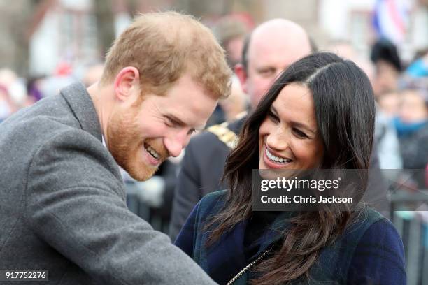 Prince Harry and Meghan Markle arrive to Edinburgh Castle on February 13, 2018 in Edinburgh, Scotland.