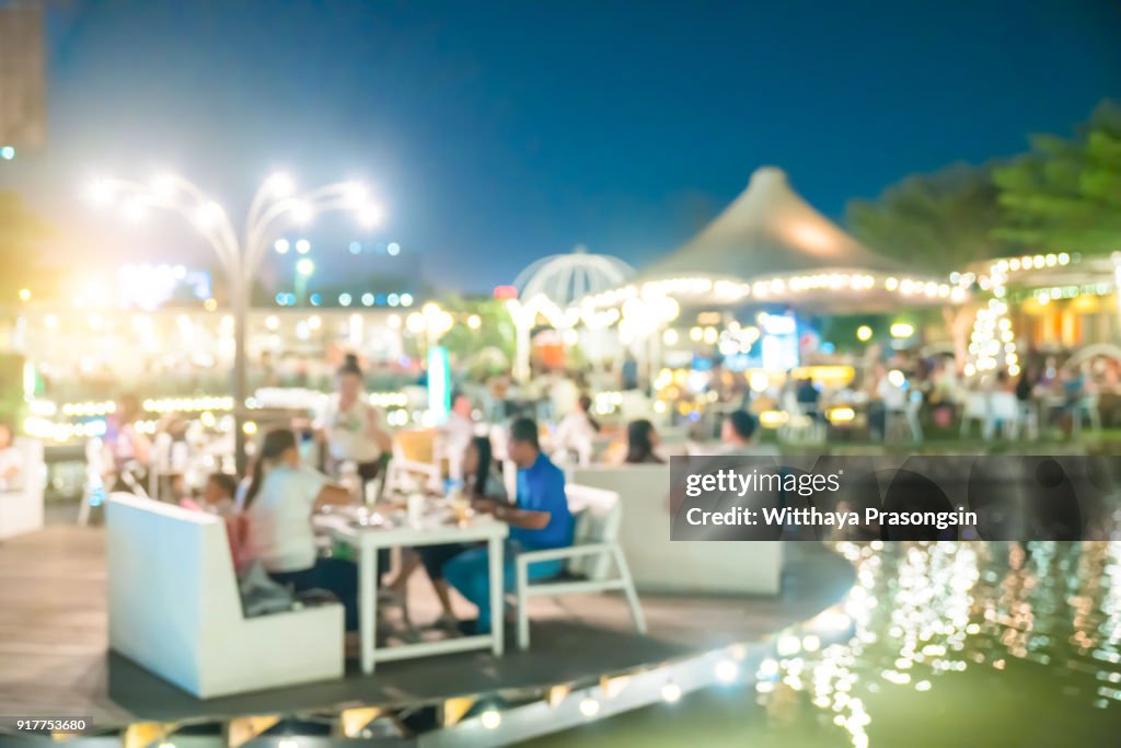 Blurred background : Customer at restaurant blur background with bokeh