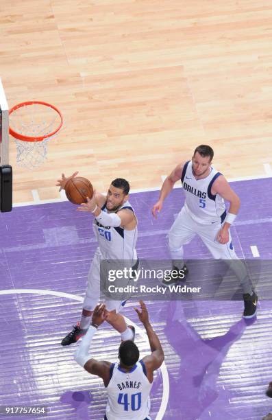 Salah Mejri of the Dallas Mavericks rebounds against the Sacramento Kings on February 3, 2018 at Golden 1 Center in Sacramento, California. NOTE TO...