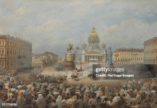 Opening ceremony of the Monument to Nicholas I on the Mariinsky Square. Found in the Collection of State Museum of the History of Saint Petersburg.