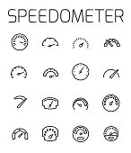 Speedometer related vector icon set.