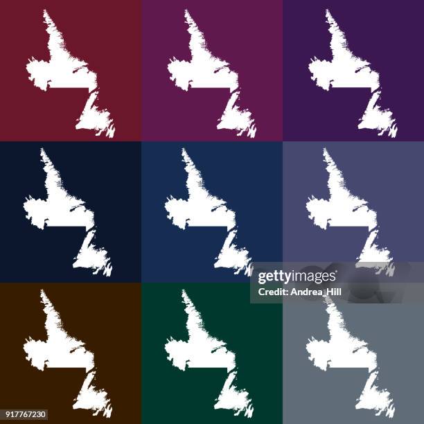 vector newfoundland, canada map in beachy colours - labrador stock illustrations