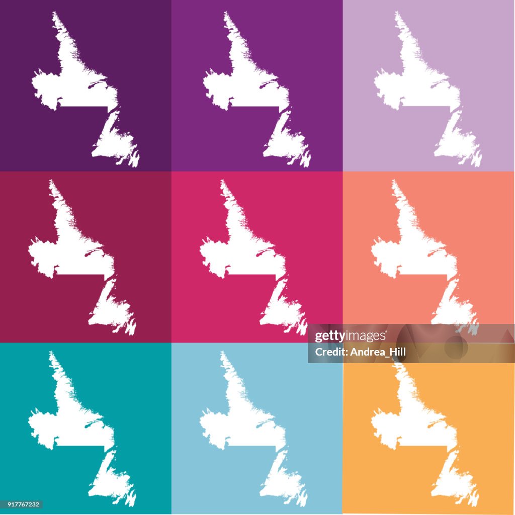 Newfoundland Abstract Map Vector Newfoundland Canada Map In Beachy Colours High-Res Vector ...