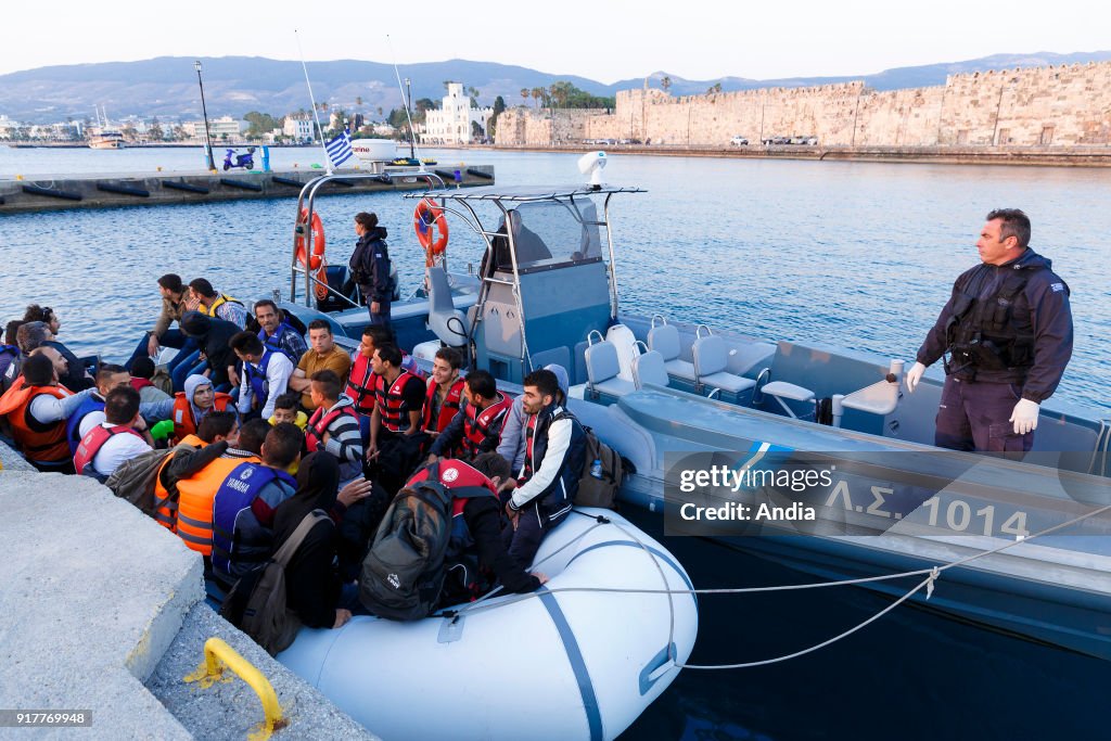 Arrival of migrants on the island of Kos.