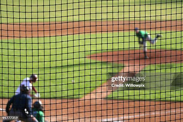 baseball pitch in progress - baseball umpire stock pictures, royalty-free photos & images