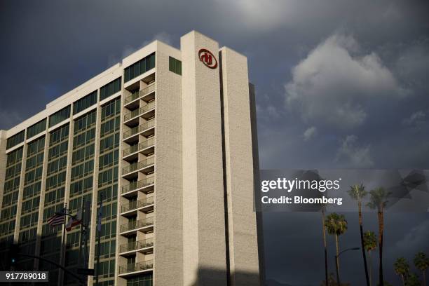 The Hilton Pasadena hotel stands in Pasadena, California, U.S., on Monday, Feb. 12, 2018. Hilton Worldwide Holdings Inc. Is scheduled to release...