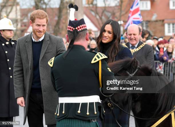 Prince Harry and Meghan Markle visit Edinburgh Castle during their first official joint visit to Scotland on February 13, 2018 in Edinburgh, Scotland.