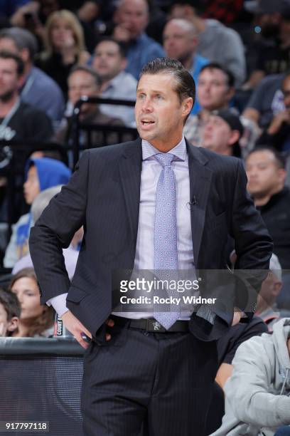 Head coach Dave Joerger of the Sacramento Kings coaches against the Golden State Warriors on February 2, 2018 at Golden 1 Center in Sacramento,...