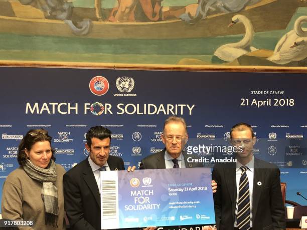 Director-General of the United Nations Office in Geneva Michael Moller , UEFA President Aleksander Caferin , Legendary football star and current UEFA...