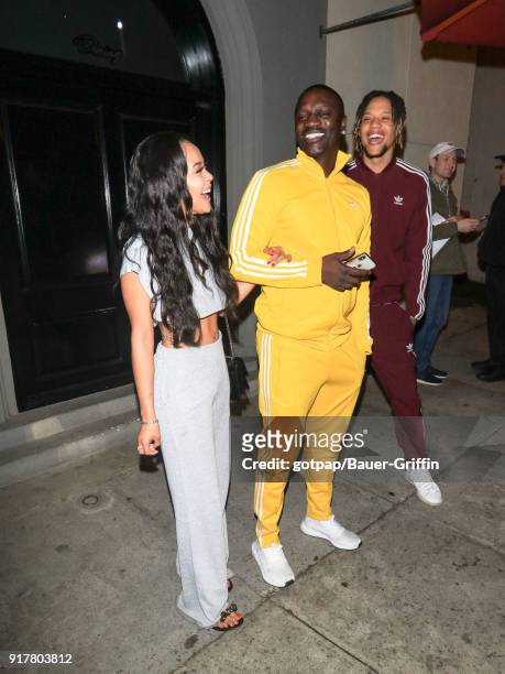 Akon and Tomeka Thiam are seen on February 12, 2018 in Los Angeles, California.