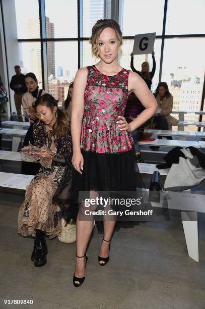 Vlogger Alisha Marie attends the Badgley Mischka fashion show during New York Fashion Week at Gallery I at Spring Studios on February 13, 2018 in New...