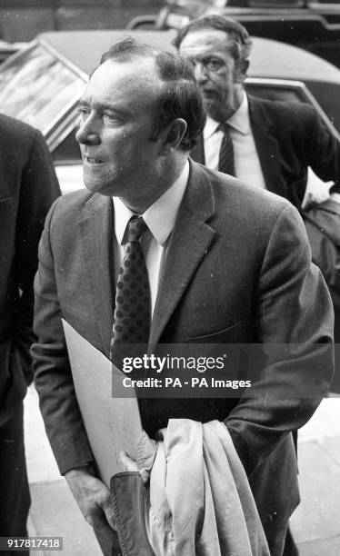 Tony Waddington, manager of Stoke City, arrives at Dominion Hotel, Lancaster Gate, to appear before an FA Disciplinary Commission.