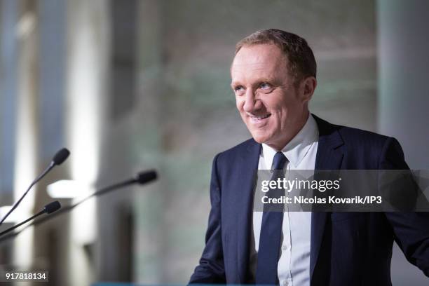 Francois Henri Pinault, CEO of Kering during a press conference to announce the company's annual results on February 13, 2018 in Paris, France. The...