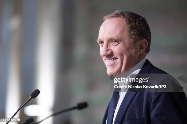 Francois Henri Pinault, CEO of Kering during a press conference to announce the company's annual results on February 13, 2018 in Paris, France. The...