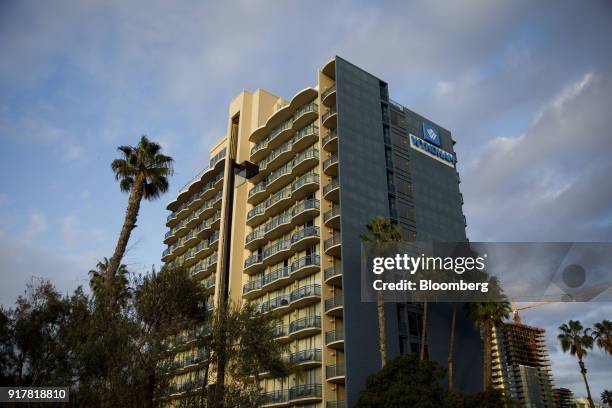 The Wyndham San Diego Bayside hotel stands in San Diego, California, U.S., on Sunday, Feb. 11, 2018. Wyndham Worldwide Corp. Is scheduled to release...