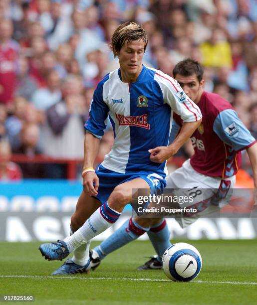 Morten Gamst Pedersen of Blackburn Rovers in action during the FA Barclays Premiership match between Aston Villa and Blackburn Rovers at Villa Park...