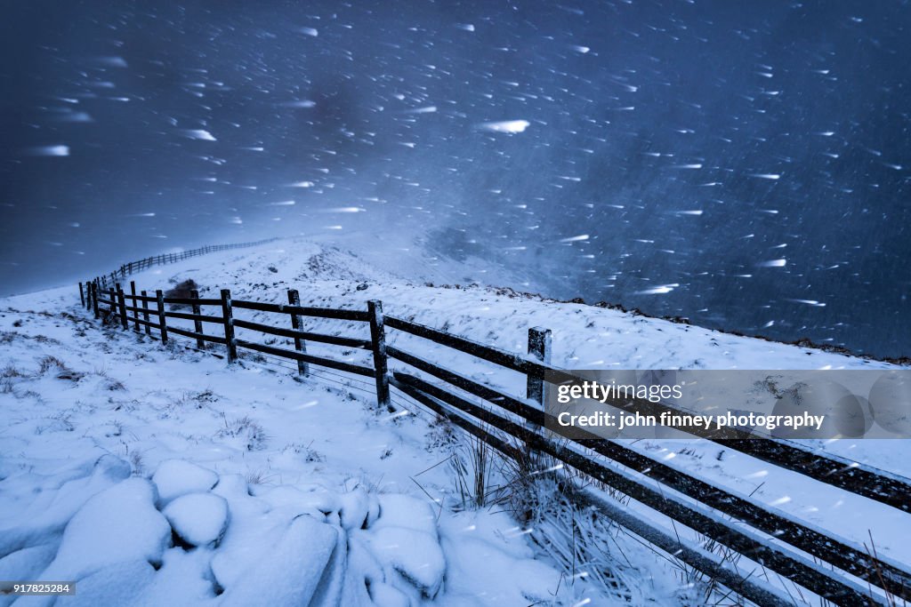 Blizzard in the High Peak. English Peak District. UK.