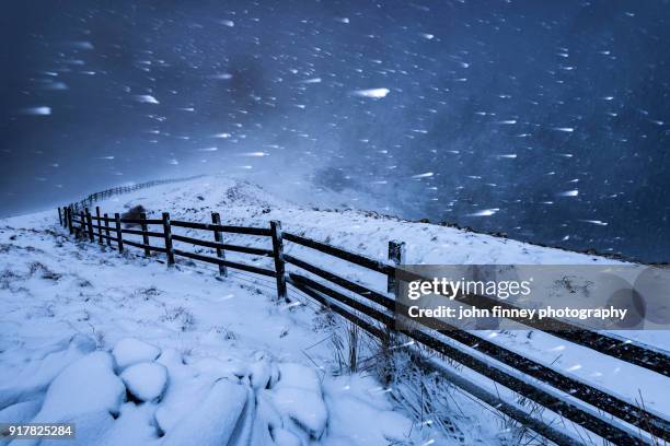 blizzard in the high peak. english peak district. uk. - extreme weather uk stock pictures, royalty-free photos & images