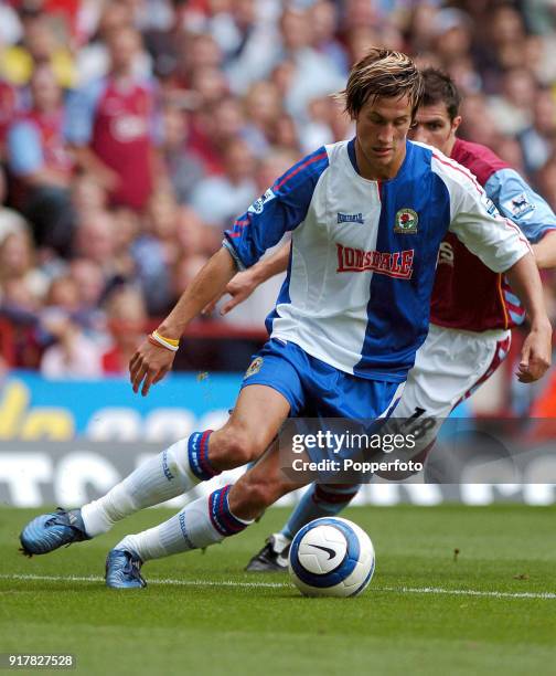 Morten Gamst Pedersen of Blackburn Rovers in action during the FA Barclays Premiership match between Aston Villa and Blackburn Rovers at Villa Park...