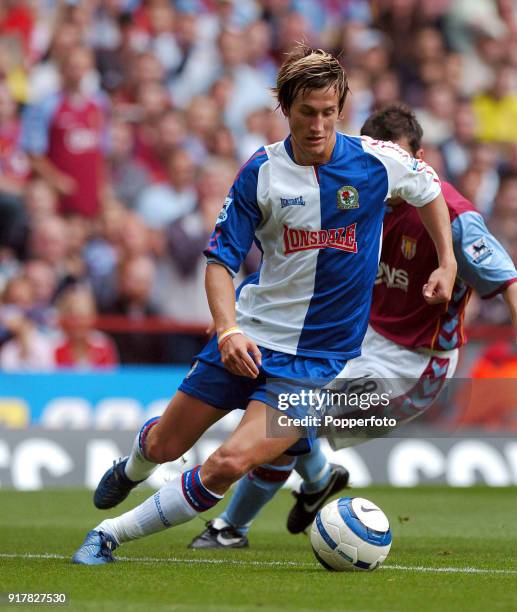 Morten Gamst Pedersen of Blackburn Rovers in action during the FA Barclays Premiership match between Aston Villa and Blackburn Rovers at Villa Park...