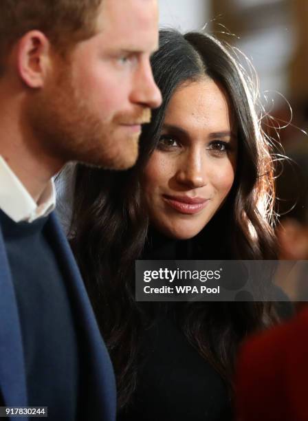 Prince Harry and Meghan Markle attend a reception for young people at the Palace of Holyroodhouse on February 13, 2018 in Edinburgh, Scotland.