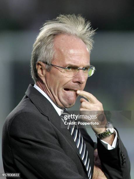 England manager Sven-Goran Eriksson during a FIFA World Cup Qualifier Group six match in Northern Ireland at Windsor Park on September 7, 2005 in...