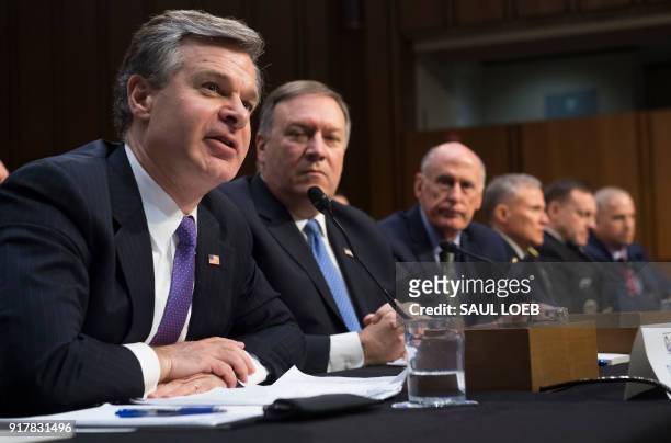 Director Christopher Wray , CIA Director Mike Pompeo , Director of National Intelligence Dan Coats , Defense Intelligence Agency Director Robert...