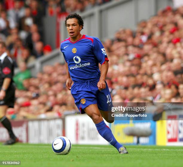 Kieran Richardson of Manchester United in action during the Barclays Premiership match between Liverpool and Manchester United at Anfield in...